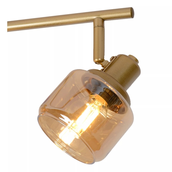 Plafoniera da soffitto oro con 4 faretti vetri ambra orientabili