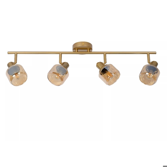Plafoniera da soffitto oro con 4 faretti vetri ambra orientabili