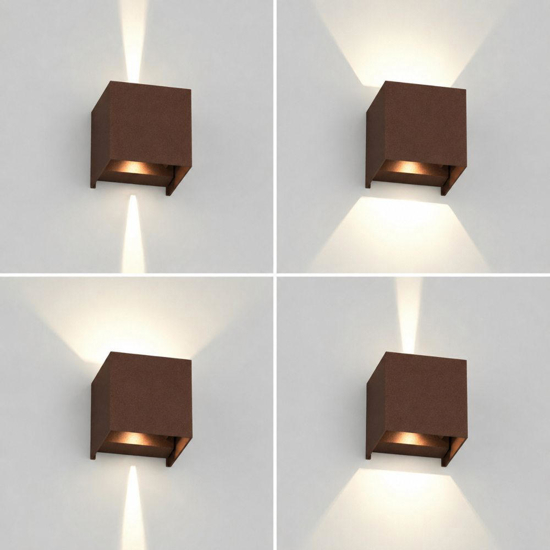 Top light applique perth corten cubo moderno led 10w cct ip65