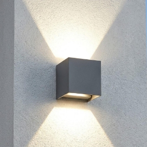 Top light perth applique da esterno antracite led cct  3000k 4000k cubo moderno ip65
