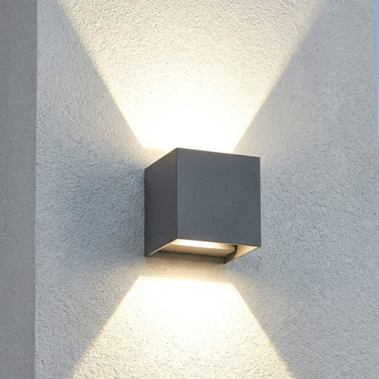 Top light perth applique da esterno antracite led cct cubo moderno ip65