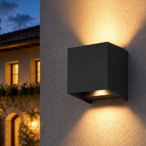 Top light perth applique cubo nero per esterno led 10w cct 3000k 4000k