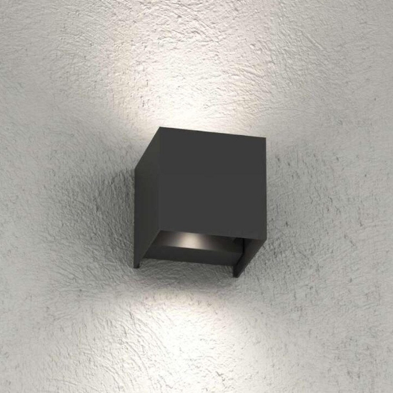 Top light perth applique cubo nero per esterno led 10w cct 3000k 4000k