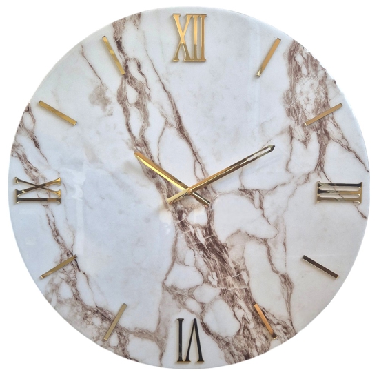 Orologio da parete marmy 40cm tondo in resina dettagli oro