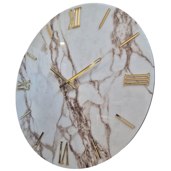 Orologio da parete marmy 40cm tondo in resina dettagli oro