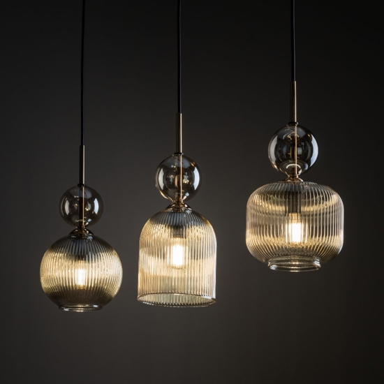 lampadario per cucina 3 vetri ambra pendenti