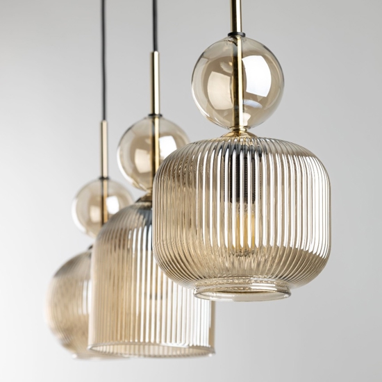 lampadario per cucina 3 vetri ambra pendenti