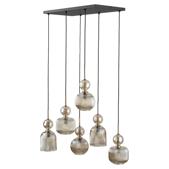 lampadario contemporaneo 6 vetri ambra pendenti per sala da pranzo