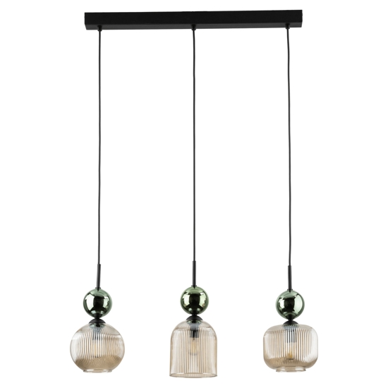 lampadario 3 luci vetri ambra verde per sala da pranzo 