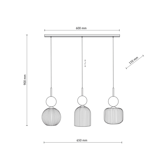 lampadario 3 luci vetri ambra verde per sala da pranzo 