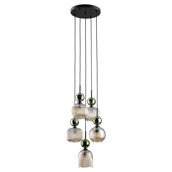 lampadario a 5 vetri giallo ambra pendenti per soggiorno contemporaneo