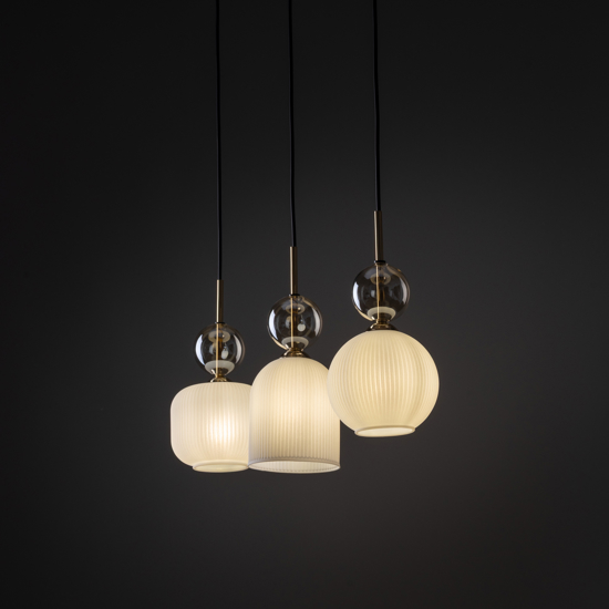 lampadario oro barra 3 vetri pendenti ambra bianco per tavolo cucina