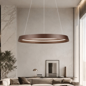 Lampadario moderno led circolare caffe spazzolato