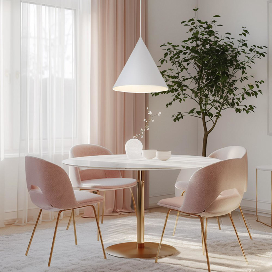 Lampadario cono bianco di metallo 33 cm per cucina