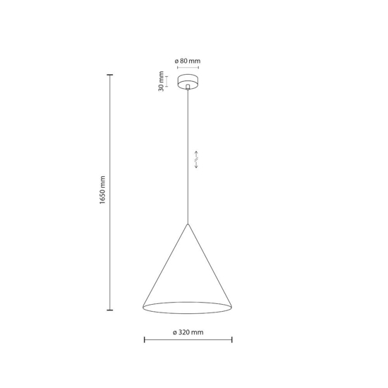 Lampadario cono bianco di metallo 33 cm per cucina