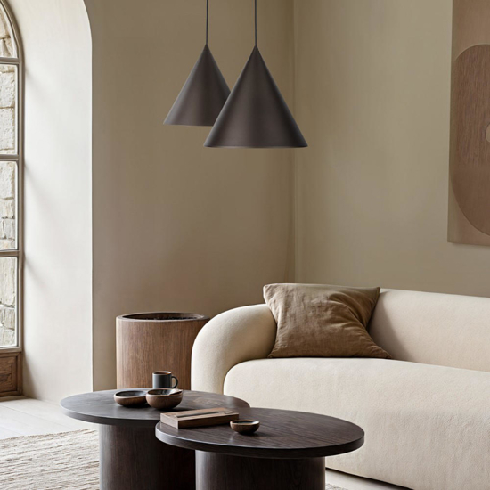 Lampadario a sospensione marrone scuro cono 33 cm di metallo per cucina