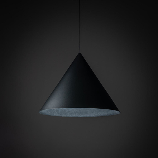 Lampadario cono di metallo nero 50 cm per cucina