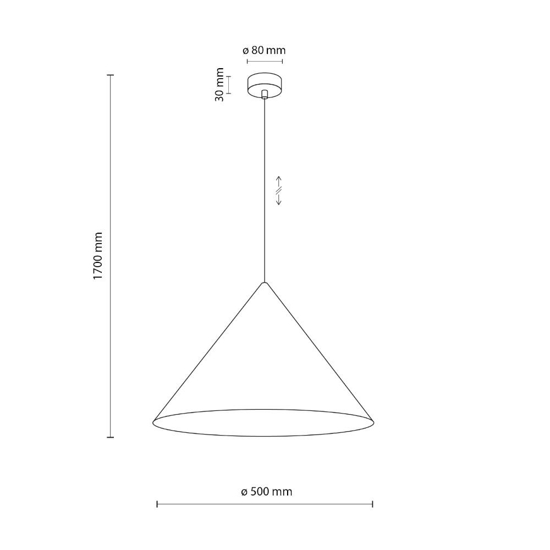Lampadario cono di metallo nero 50 cm per cucina