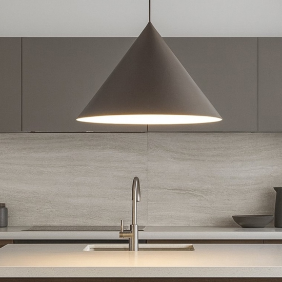 Lampadario cono marrone 50 cm per tavolo sala da pranzo