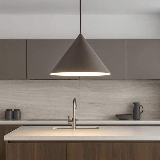 Lampadario cono marrone 50 cm per tavolo sala da pranzo