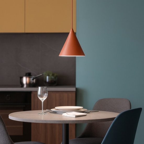 Lampadario da cucina cono 33 cm colore mattone