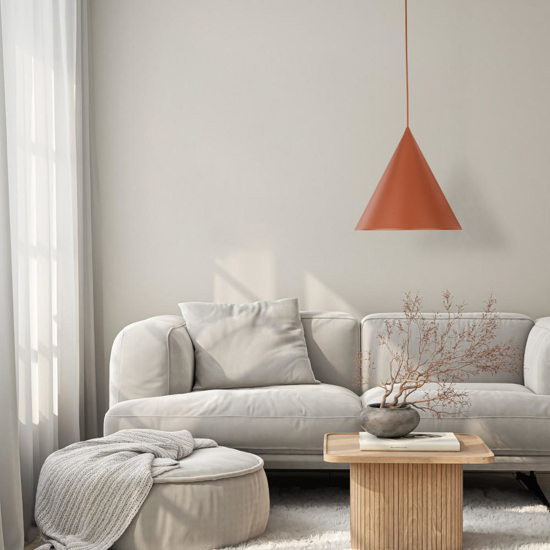 Lampadario da cucina cono 33 cm colore mattone