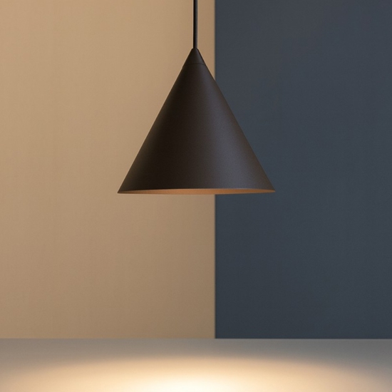 Lampada a sospensione cono marrone 21 cm per isola cucina