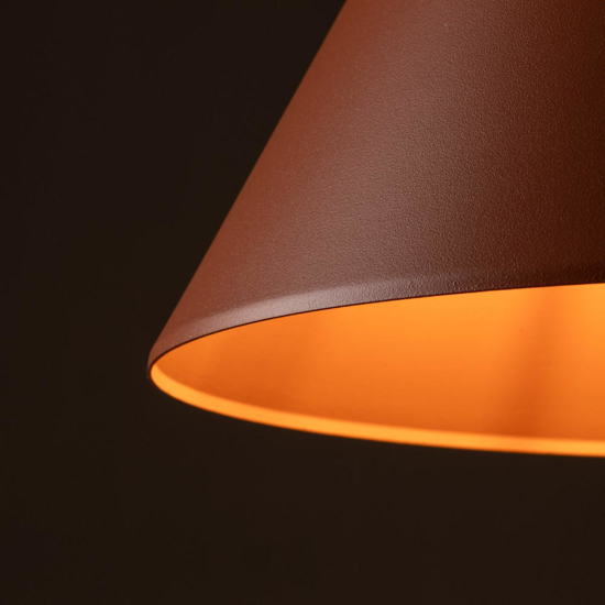 Lampadario colore mattone 50 cm cono di metallo per cucina