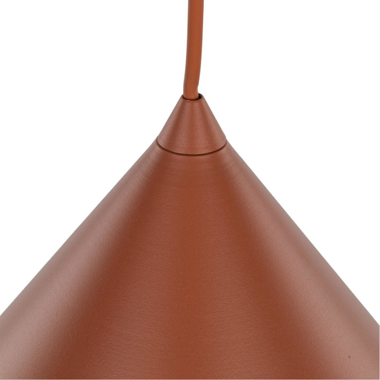 Lampadario colore mattone 50 cm cono di metallo per cucina