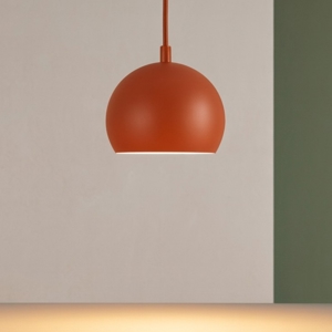 Lampada a sospensione per tavolo da cucina a cupola rosso mattone