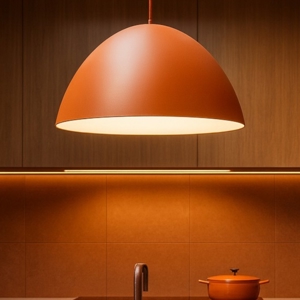 Lampadario da tavolo cupola di metallo 50cm colore mattone