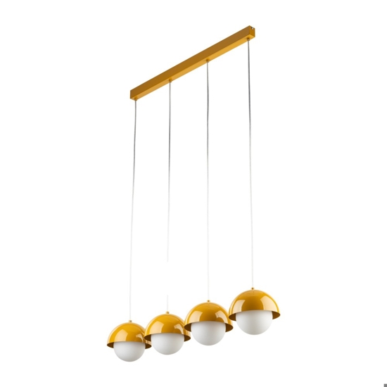 Lampadario per cucina moderna 4 luci pendenti a cupola ocra