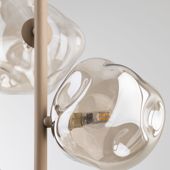 Lampadario per camera da letto verticale design moderno vetri cognac