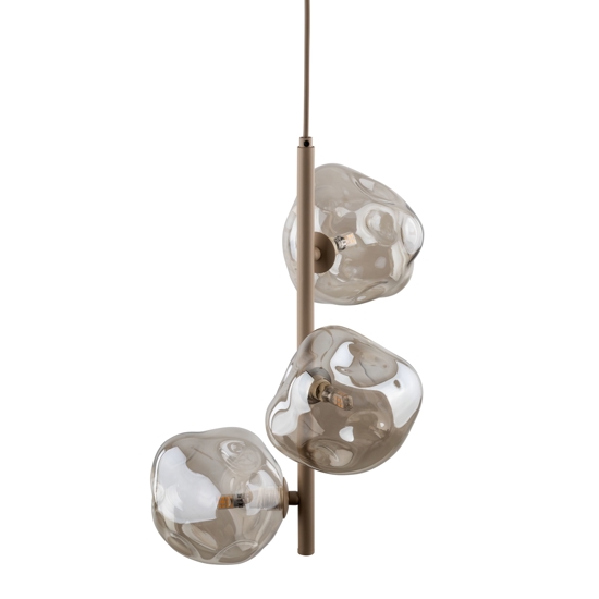 Lampadario per camera da letto verticale design moderno vetri cognac