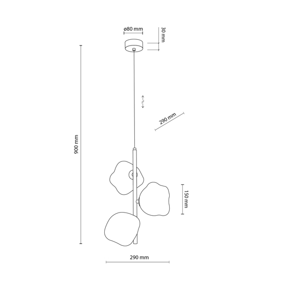 Lampadario per camera da letto verticale design moderno vetri cognac