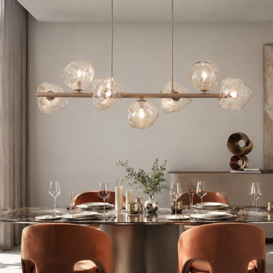 lampadario bello particolare design moderno vetri cognac per soggiorno