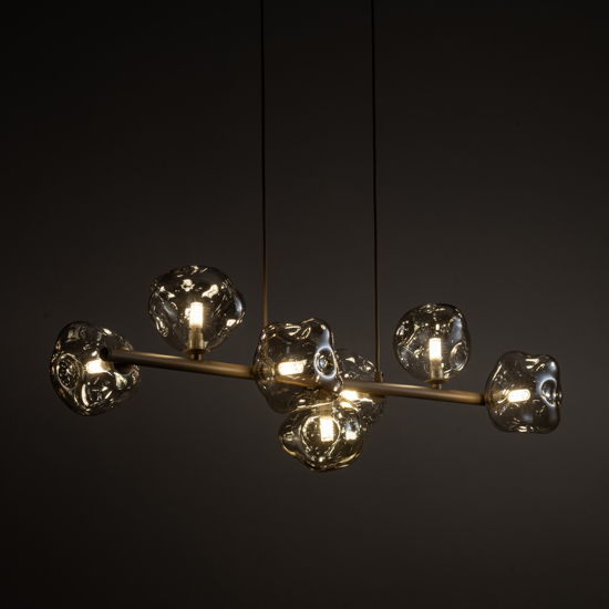 lampadario bello particolare design moderno vetri cognac per soggiorno
