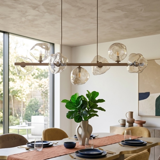 lampadario bello particolare design moderno vetri cognac per soggiorno