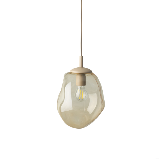 lampada a sospensione sfera in vetro cognac 25cm design moderno