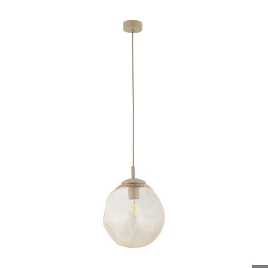 lampada a sospensione sfera in vetro cognac 25cm design moderno