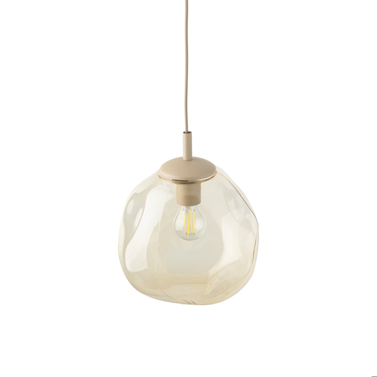 lampada a sospensione sfera in vetro cognac 25cm design moderno