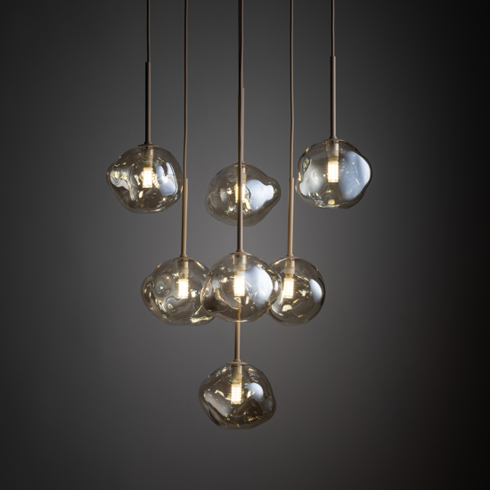 Lampadario a sospensioni in vetro cognac pendenti design moderno per soggiorno