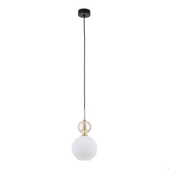 lampada a sospensione sfera di vetro bianco ambra parti in oro