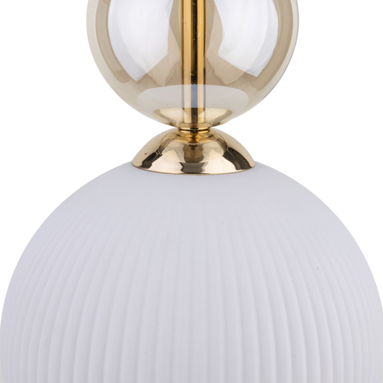 lampada a sospensione sfera di vetro bianco ambra parti in oro