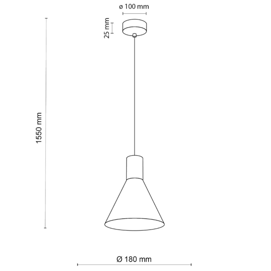 Lampada a sospensione per isola cucina nero a cono 18 cm
