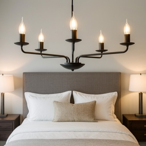 Lampadario per camera da letto contemporanea nero 5 bracci e14