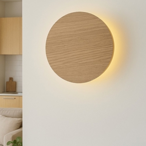 Applique di legno 40cm rotondo disco design moderna