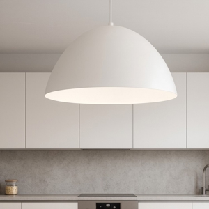 Lampadario cupola di metallo bianco 50cm per cucina moderna