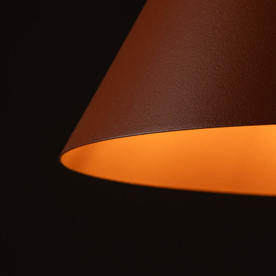 Lampada a sospensione cono metallo colore mattone 25 cm per cucina