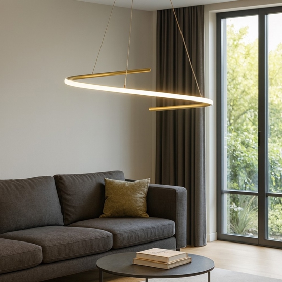Maytoni curve lampadario moderno per salotto led da 2600k a 3500k fp